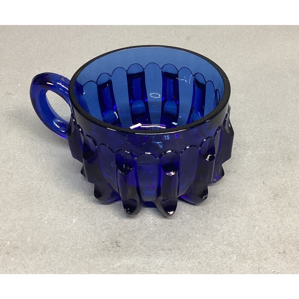 Antique Rattan Cobalt Blue Glass Punch Cup by US Glass Co. Cup - c. 1893 - Rare